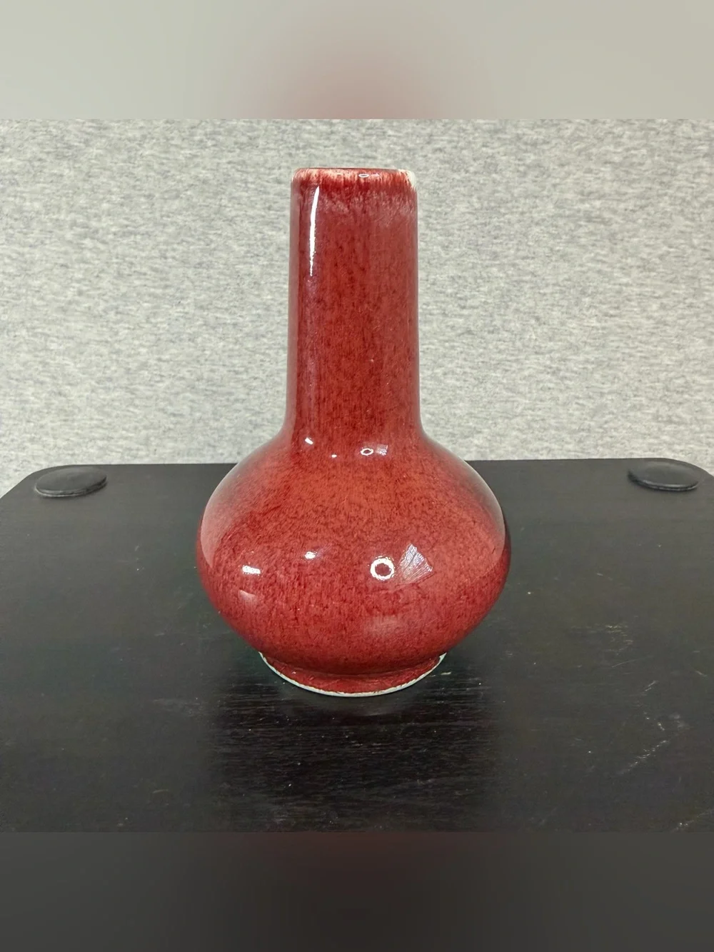 Vintage Chinese Jingdezhen Flambé Oxblood Celadon Crackle Vases Pair Blue Mark
